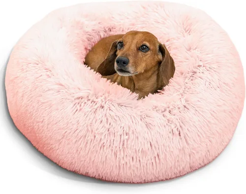 Vista 69 de Best Friends by Sheri - The Original Calming Donut - Cama calmante en forma de dona para perros y gatos - Pelo largo, azul bebé, M, 30 x 30 pulgadas