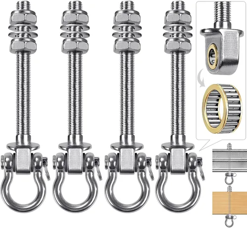 Vista 15 de 2 perchas de columpio resistentes con rodamientos, accesorios de columpio de acero inoxidable para vigas de madera y metal, ganchos para colgar