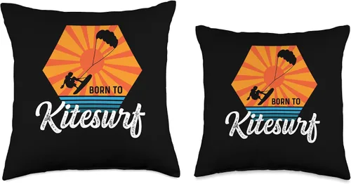 Vista 3 de Born to Kitesurf Board, Kite, Harness Born Kitesurf - Almohada para entusiastas del kitesurf, 16 x 16 pulgadas, multicolor