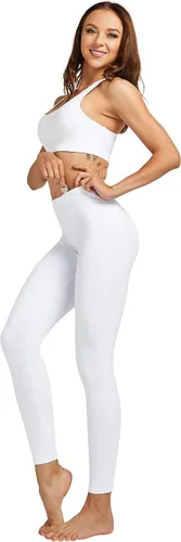 Vista 5 de COOLOMG Pantalones de yoga para mujer, mallas capri para correr, leggings de tiro bajo, entrenamiento, gimnasio con bolsillos ocultos
