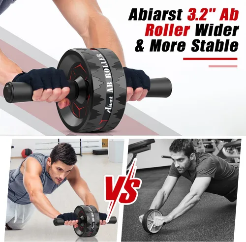 Vista 2 de Abiarst Rueda de rodillo abdominal, equipo de entrenamiento de abdominales para entrenamiento de fuerza abdominal y central, ruedas de ejercicio