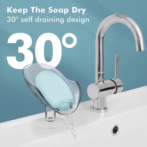 Vista 4 de NPET Jabonera de plástico autodrenante sin perforar con ventosa ampliada, bandeja de jabón portátil para baño, ducha, fregadero de cocina, ahorra