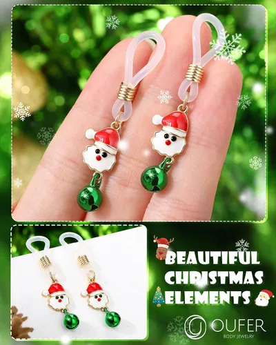 Vista 4 de OUFER Piercings falsos para pezón, anillos sin pezón, barras ajustables para pezón, joyería de pezón para mujeres y hombres, Metal