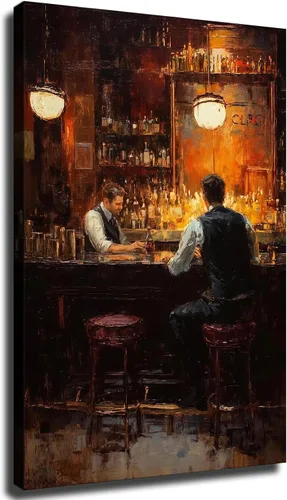Vista 14 de CIDLNMY Póster de lienzo de la época de la Prohibición Speakeasy, póster vintage de la vida nocturna de los años 1920, arte de pared para salón