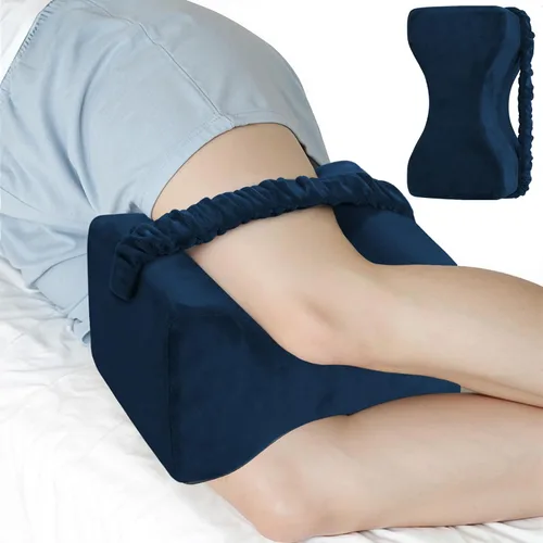 Vista 8 de Almohada de rodilla para dormir de lado, almohada de espuma viscoelástica con correa para dormir de lado, almohada de elevación de apoyo entre