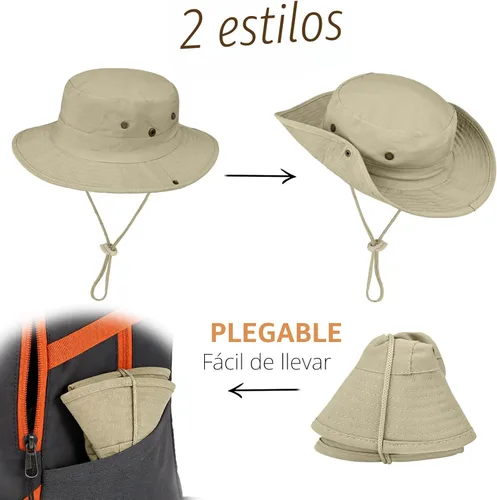 Vista 2 de Sombreros de sol para hombres y mujeres, sombrero de safari plegable 1pack-beigesleeves