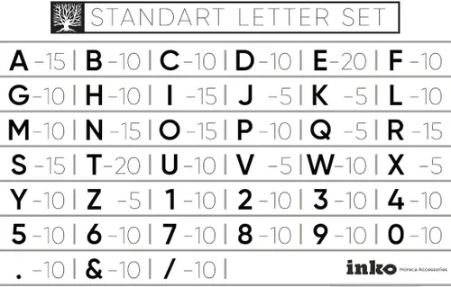 Vista 9 de Inko Horeca Tablero de Letras de Madera para Pared - Juego de 10 Rieles de Roble + 400 Letras Negras Intercambiables - Estante Flotante de Rieles