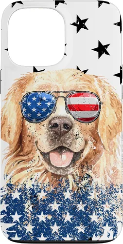 Vista 24 de Golden Retriever American Flag Cream Retriever 4th of July Case for iPhone 17