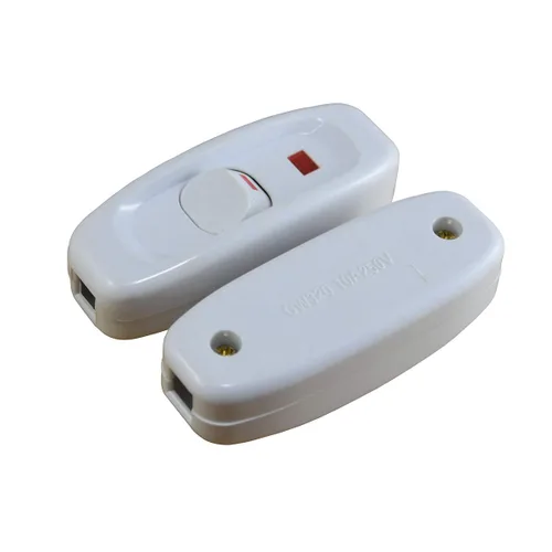 Vista 2 de Interruptor de cable en línea de encendido/apagado con indicador LED rojo, blanco