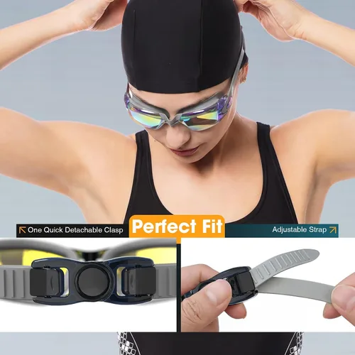Vista 5 de Gafas de natación Braylin, paquete de 2 gafas de natación, antivaho, sin fugas para adultos, hombres, mujeres y jóvenes