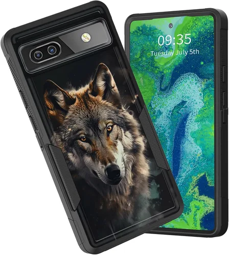 Vista 52 de Funda para Pixel 6A, funda protectora híbrida de doble capa resistente a prueba de golpes de policarbonato duro de silicona suave TPU para Google