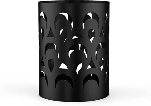 Vista 2 de Mango Steam Soporte de metal para bolígrafo, organizador de vasos para brochas de maquillaje para oficina, baño, tocador (negro, pavo real)