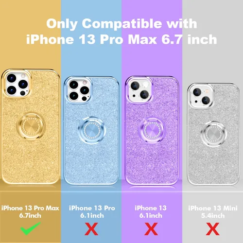 Vista 2 de Thomo Funda compatible con iPhone 13 Pro Max, [Bling Kickstand] Bonita funda protectora de cuerpo completo con diamantes para iPhone 13 Pro Max