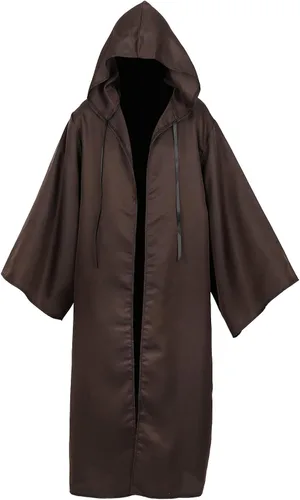 Vista 2 de Hqroidd Jedi - Bata de caballero con capucha para hombre, capa para adultos, para carnaval, Navidad, Halloween, cosplay