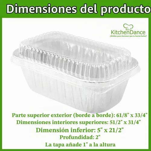 Vista 3 de Aluminio desechables 1 Lb. Mini molde con tapa transparente- paquete de 20 moldes y 20 tapas.