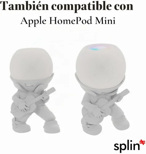 Vista 9 de Splin Soporte de mesa compatible con Amazon Alexa Smart Speaker Echo Dot (4ª y 5ª generación) y Apple HomePod Mini, Vegas Boy (blanco)