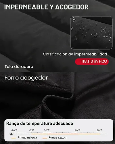 Vista 3 de Chaqueta acolchada para hombre, abrigo de invierno con capucha de piel, impermeable y resistente al viento, forro polar, 4 bolsillos Negro