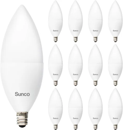 Vista 10 de Sunco - Bombillas LED B11 con sensor de luz del atardecer al amanecer, sensor de fotocélula 5W = 40W, 2700K blanco suave, 450 LM, base E12