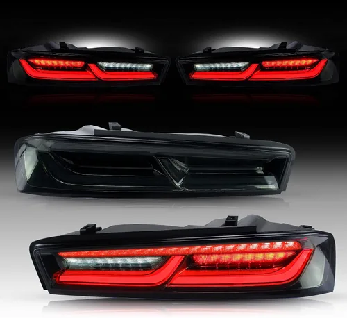 Vista 8 de Luces traseras LED VLAND enhumedecidas y transparentes compatibles con [Chevrolet Chevy Camaro Coupe 2016 2017 2018] con luces de señal intermitente