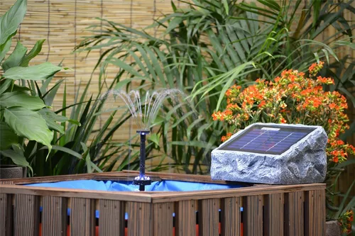 Vista 3 de ASC Kit de bomba de agua de piedra solar con batería y anillo de luz LED