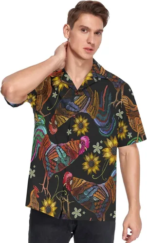 Vista 4 de Camisas hawaianas de manga corta para hombre, camisas de playa para hombre