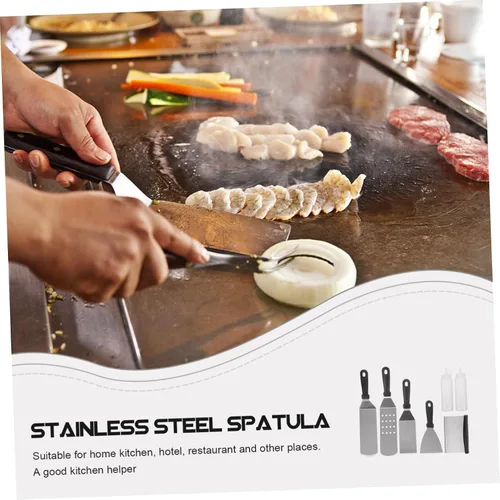 Vista 6 de Espátula para barbacoa, kit de herramientas para cocinar, raspador de plancha, accesorios para barbacoa para el día del padre