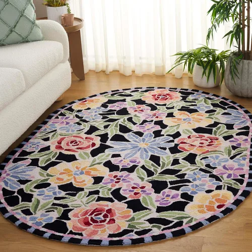Vista 19 de SAFAVIEH Chelsea Collection - Alfombra decorativa de 1 pies 8 pulgadas x 2 pies 6 pulgadas, color negro, lana de campo francesa enganchada a mano