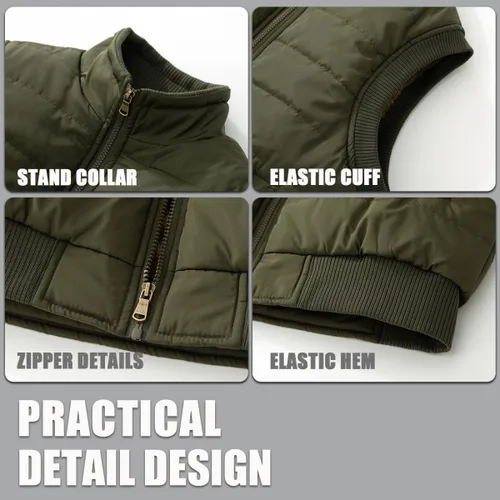 Vista 58 de Msmsse Chalecos de invierno para hombre, con forro polar, acolchado, casual, sin mangas