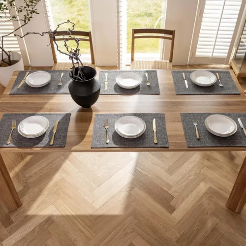 Vista 129 de Demetex - Juego de 4 manteles individuales de mesa de estilo rústico, resistentes al calor, de lino, lavables, de tela, manteles individuales