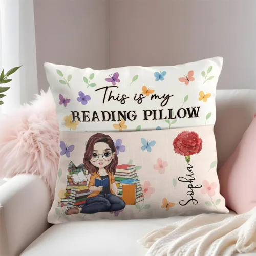 Vista 2 de ENCYCOM Almohada de bolsillo personalizada para lectura de libros, almohadas de lectura personalizadas con nombre, regalo único para niñas, mujeres