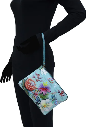 Vista 7 de Anuschka Clutch de cuero genuino de mujer tres en uno - exterior pintado a mano
