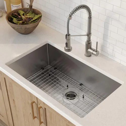 Vista 2 de Kraus KHU100-30-1610-53SS Standart PRO - Juego de fregadero de acero inoxidable y grifo de cocina, 30 pulgadas