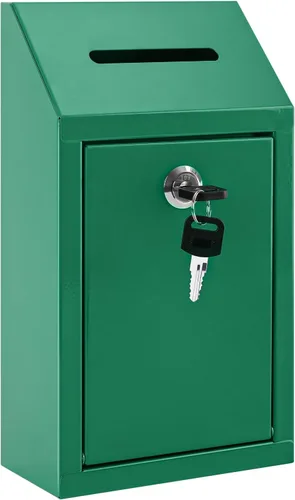 Vista 9 de KYODOLED Caja de sugerencias con candado y 50 tarjetas de sugerencia gratis, boleta de metal montada en la pared, caja de donación y colección