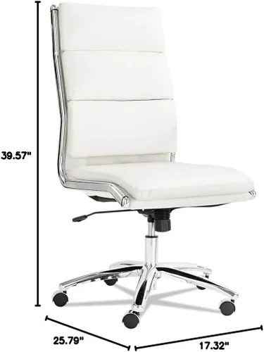 Vista 11 de Alera, Red Neratoli Series Highback silla giratoria/inclinable, cuero suave, marco cromado, respaldo alto Blanco
