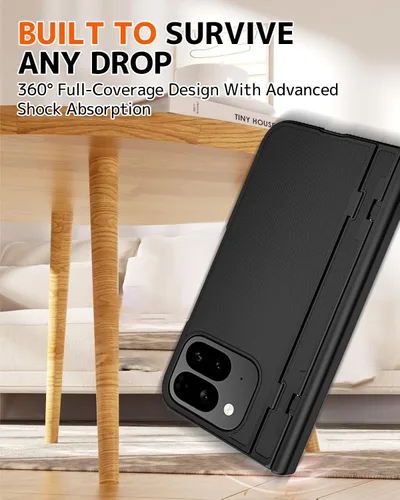 Vista 5 de NINKI Funda plegable para Google Pixel 10 Pro con soporte plegable y cubierta de bisagra, protector de pantalla integrado con soporte oculto