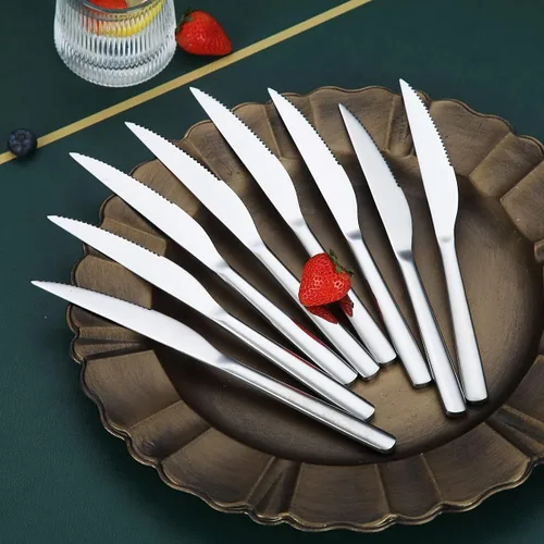 Vista 3 de HOMQUEN Cuchillos para carne, juego de 8 cuchillos de carne de acero inoxidable de alta calidad, juegos de cuchillos de carne, cuchillos alemanes