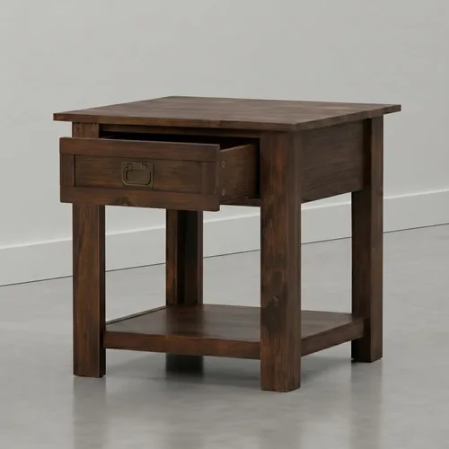 Vista 3 de SIMPLIHOME Monroe - Mesa auxiliar de madera de acacia maciza de 22 pulgadas de ancho en color marrón ceniza envejecido, mesa decorativa rústica