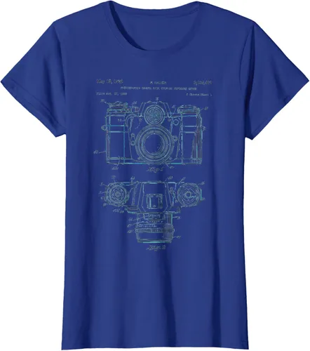 Vista 6 de Fotografía amante regalo cámara vintage esquema camiseta Negro