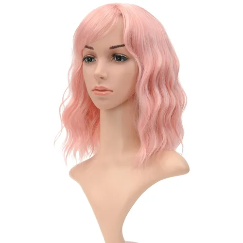 Vista 11 de VCKOVCKO - Peluca de cabello castaño claro rizada con flequillo de aire, onda natural rizada, peluca corta estilo Bob para mujer, longitud hasta