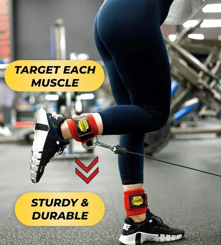 Vista 2 de Correas de tobillo para máquinas de cable, correas de tobillo ergonómicas para entrenar - Correa de tobillo con respaldo de glúteos, puños