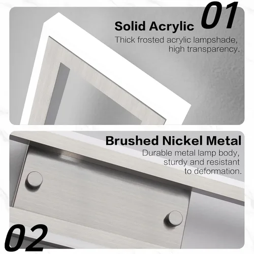 Vista 2 de Luces de tocador de níquel cepillado para baño, luces LED regulables para baño, luz de tocador moderna de 24 pulgadas, 6000 K