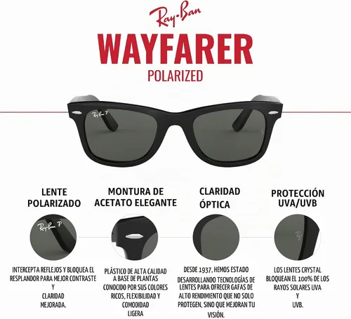 Vista 3 de Ray-Ban RB2140 Original Wayfarer Gafas de sol cuadradas polarizadas tortuga/marrón polarizado