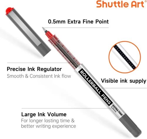 Vista 2 de Paquete de 10 bolígrafos Shuttle Art de punta fina, 0.02 pulgadas, con tinta líquida, para escritura diaria, tomar notas, escuela y oficina