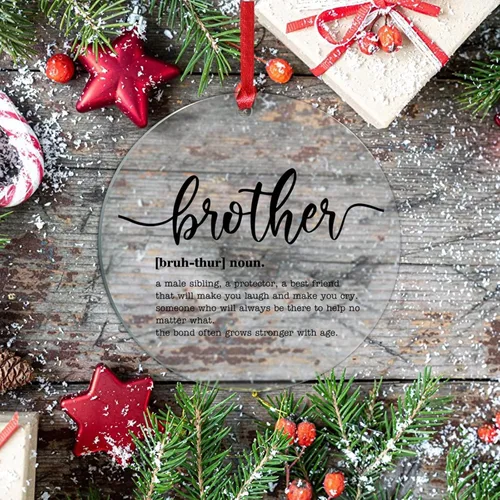 Vista 7 de Adorno colgante para árbol de Navidad, definición de hermano, regalo de vacaciones, adorno acrílico para árbol de Navidad, definición de sustantivo