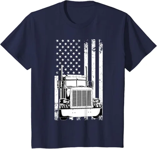 Vista 48 de Camión conductor bandera americana camionero vintage hombres mujeres regalo camiseta