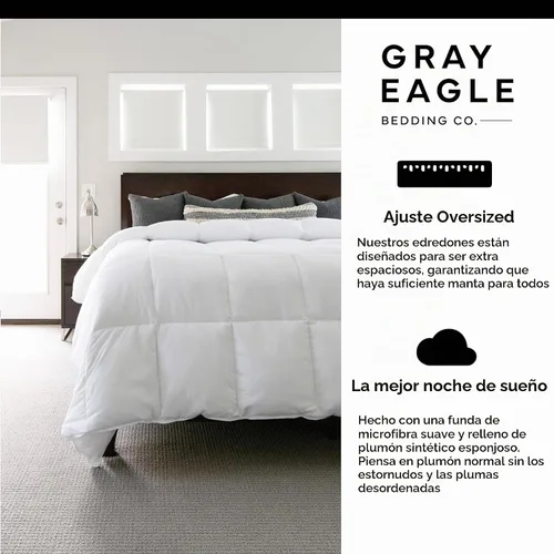 Vista 2 de Edredón de tamaño Queen extragrande con águila gris, blanco, edredón alternativo para todas las estaciones, edredón Queen extragrande, relleno