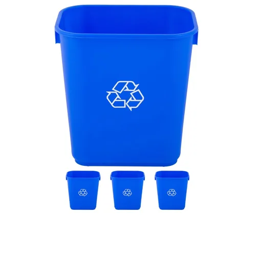 Vista 23 de Cubo de basura rectangular beige de 10 galones para restaurante, papelera comercial, papelera de plástico para oficina, cubo de basura para baño
