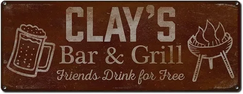 Vista 85 de Adam's Bar and Grill Friends Drink for Free, cartel de aluminio de 5.75 x 15.5 pulgadas, accesorios personalizados para bar y decoración de pared