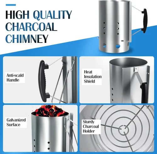 Vista 2 de REDACMP - Juego de iniciación de chimenea de carbón rápido extra grande de 12 pulgadas de alto, para parrillas de carbón, accesorios de chimenea