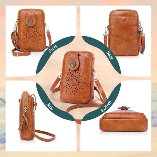 Vista 3 de APHISON Mini Cell Phone Purse Leather Small Crossbody Bags for Women Lightweight Cute Purses for teen girls with Tassel